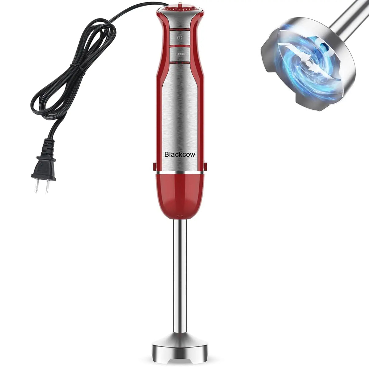 Immersion Blender 5 in 1 Hand Blender Max 800W, 6 Speed Mode Handheld Blender Stainless Steel Blade With Mixing Beaker, Chopper