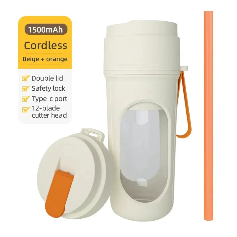 Portable Blender Bottle Electric 6 Blades Multifunction Juice Blender Fresh Juice Smoothie Blender Ice CrushCup Food Processor